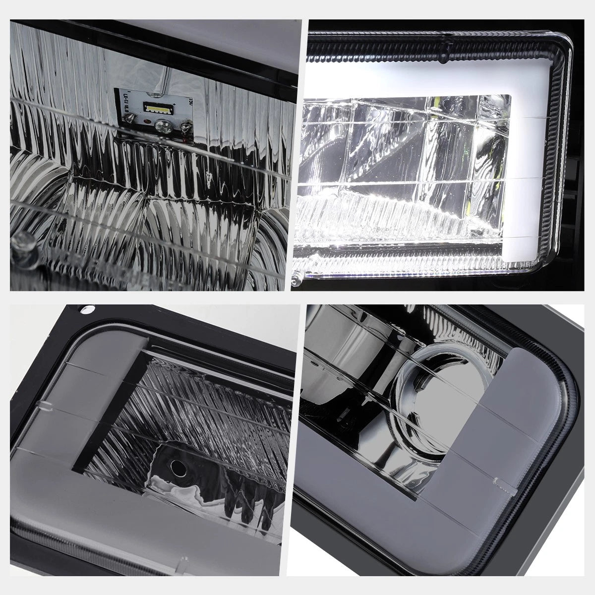 LED DRL Headlights Smoked/Amber for GMC C/K Pickup Suburban Yukon (1994–2000)