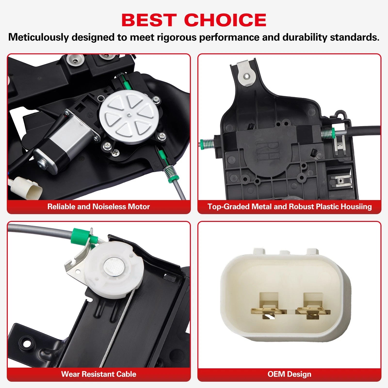 Rear Right Power Window Regulator w/2-Pin Motor for Ford Expedition (2003–2006)