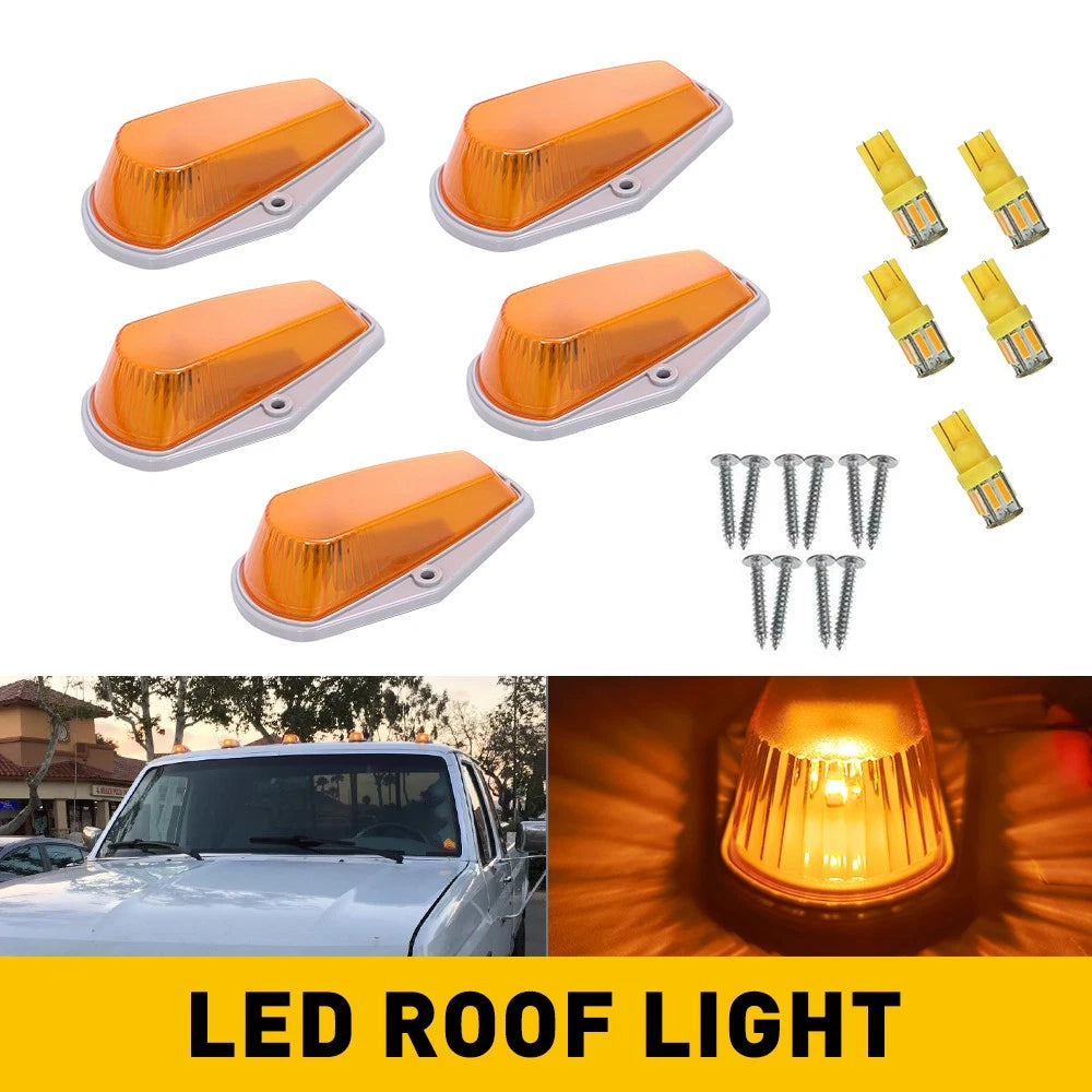 Set of 5 Amber Cab Roof Marker Light Covers for Ford F Super Duty (1973–1997)