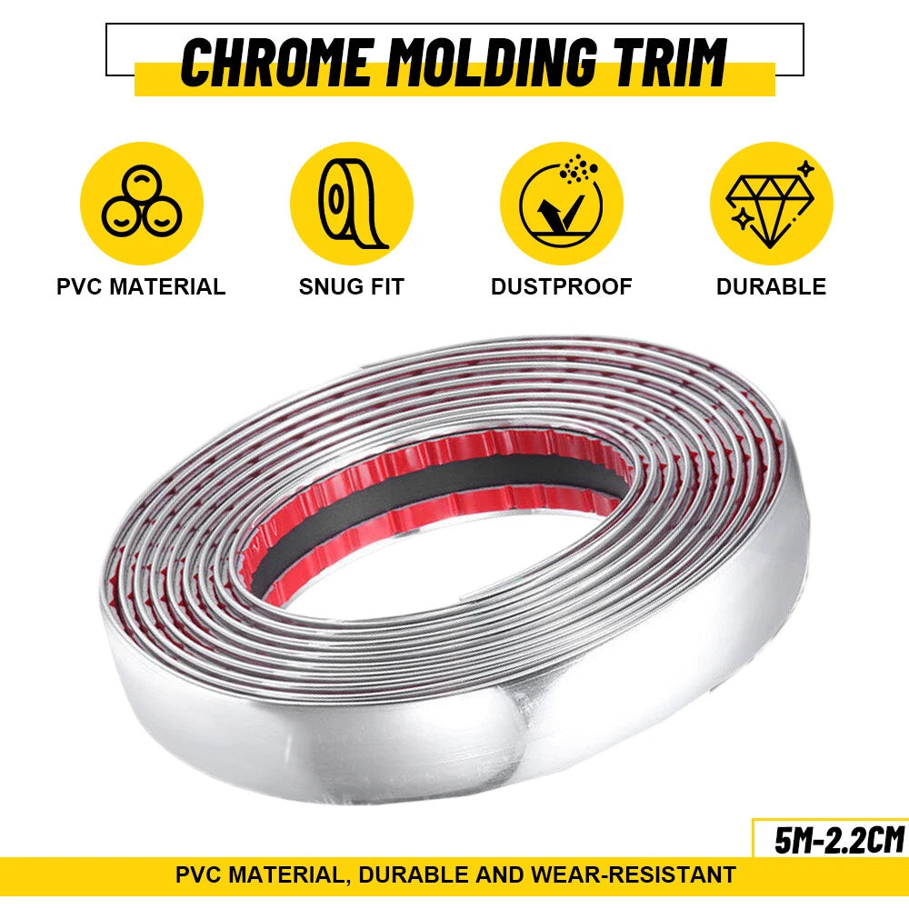 Set of 2 Chrome Trim Molding Strips for Car Body Door Protection