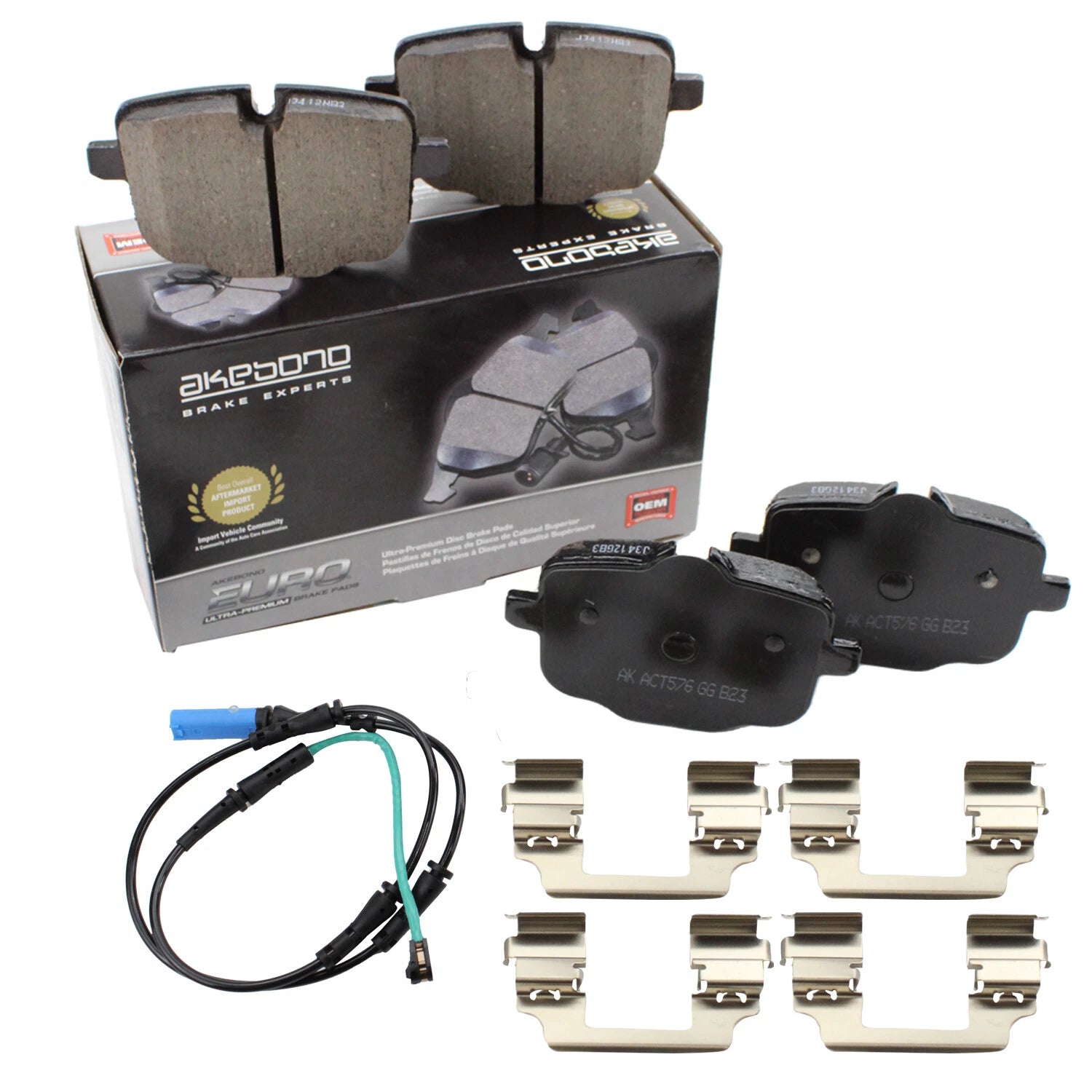 Set of 4 Akebono Euro Ultra Rear Ceramic Brake Pads for BMW G30 G11 F91 Alpina B7