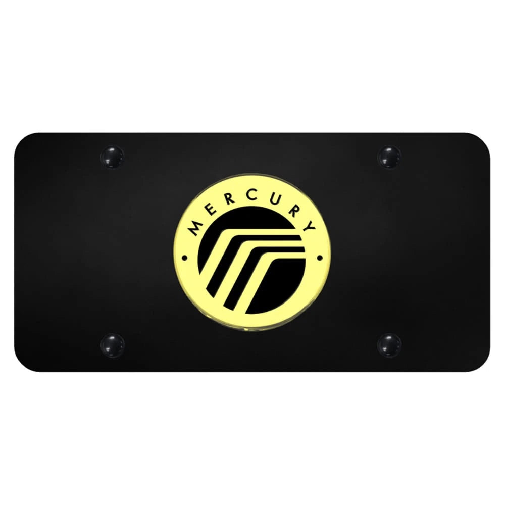Gold Logo on Black License Plate - Officially Licensed for Mercury