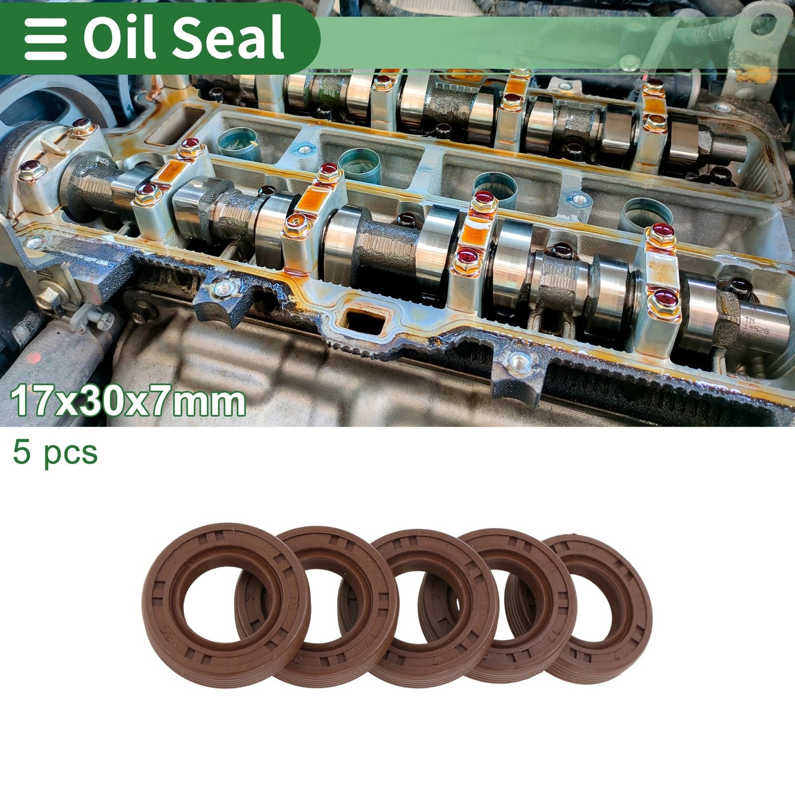 Set of 5 Oil Seals FKM Rubber 17x30x7mm for High Pressure