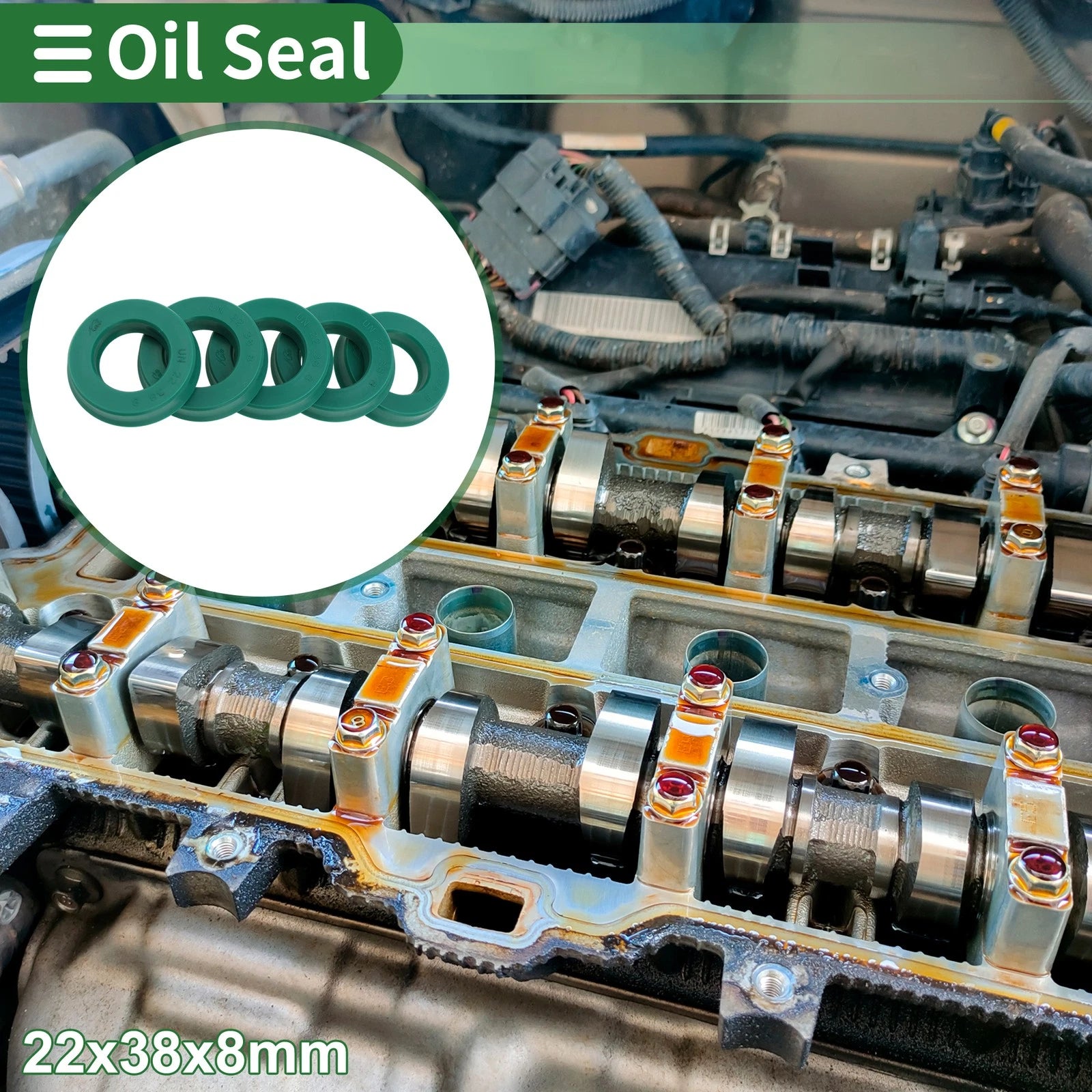 Set of 5 Oil Seal Rotary Shaft Seal 22x38x8mm High Pressure for Various Models