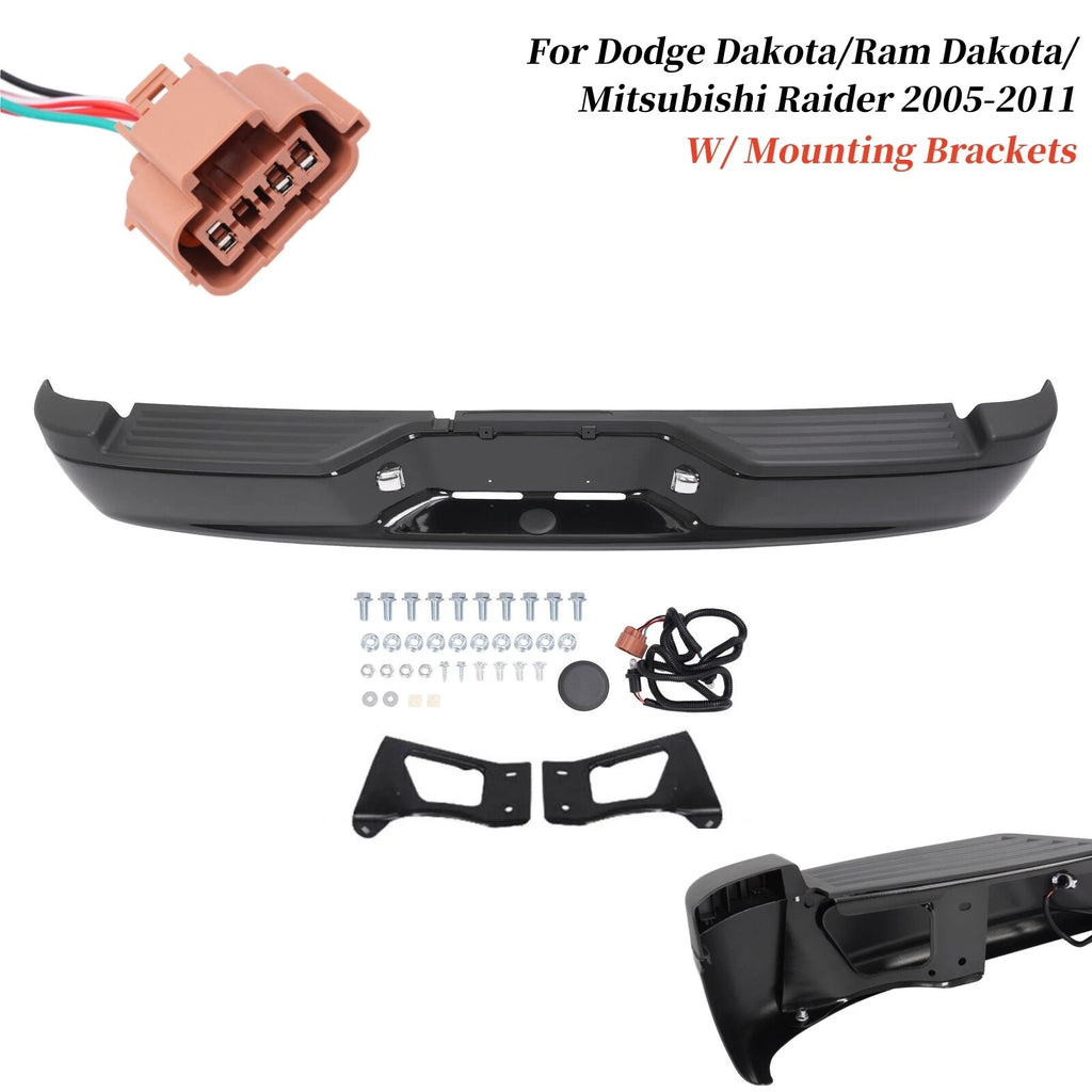 Black Steel Rear Bumper Assembly for Dodge Dakota/Ram Dakota (2005–2011)