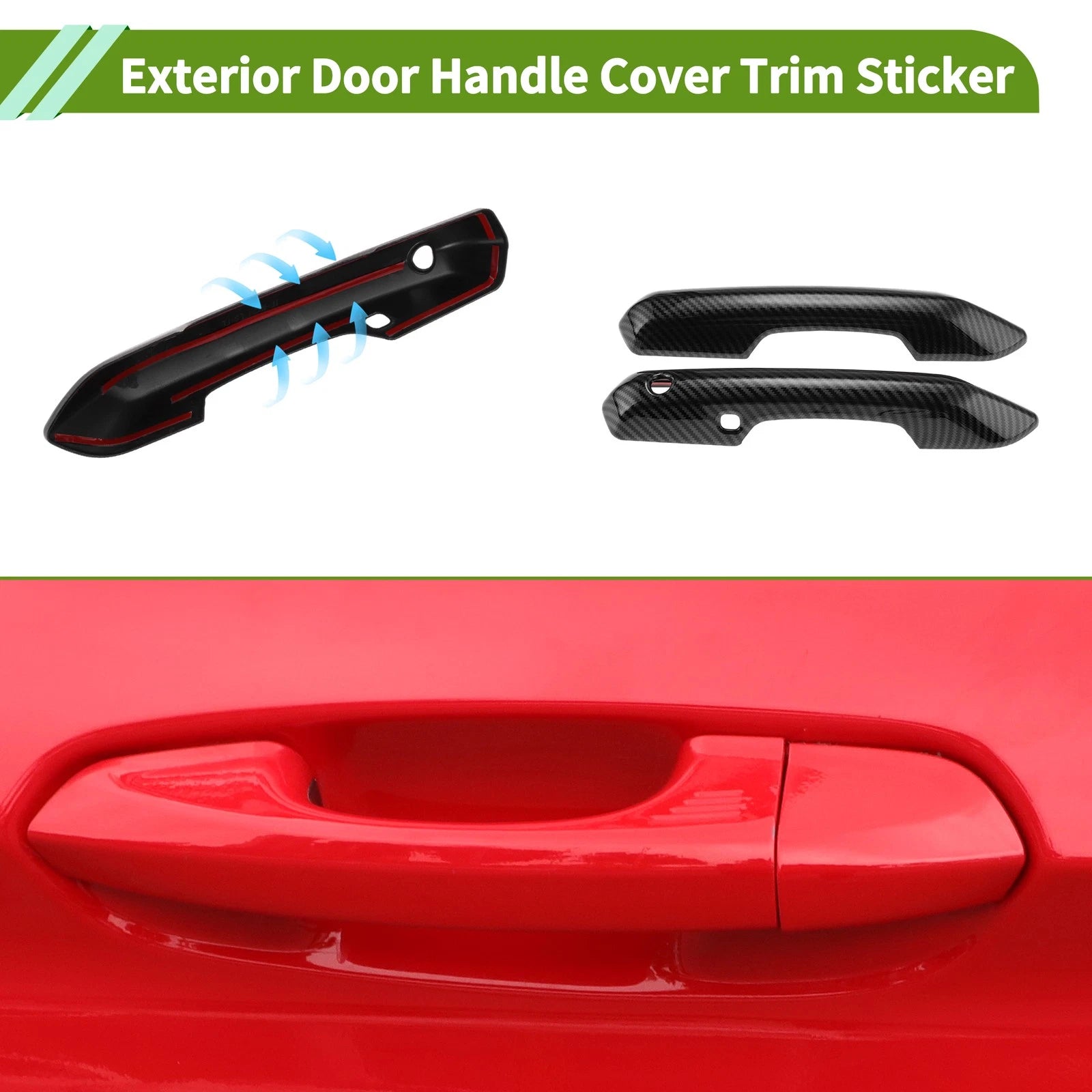 Set of 1 Exterior Door Handle Cover Trim for Ford Mustang (Carbon Fiber)