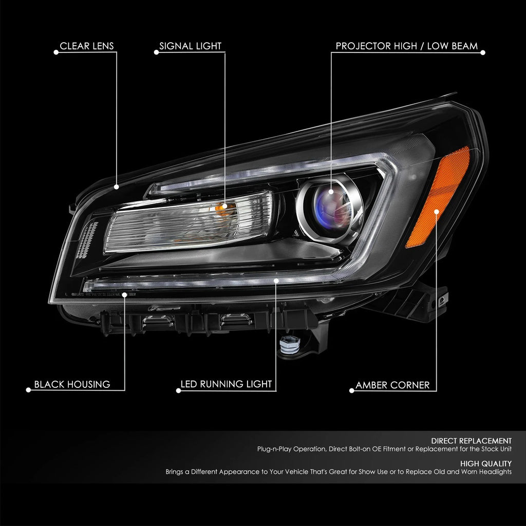 LED Projector Headlight Assembly for Acadia (2013–2016) - Left, Black Amber