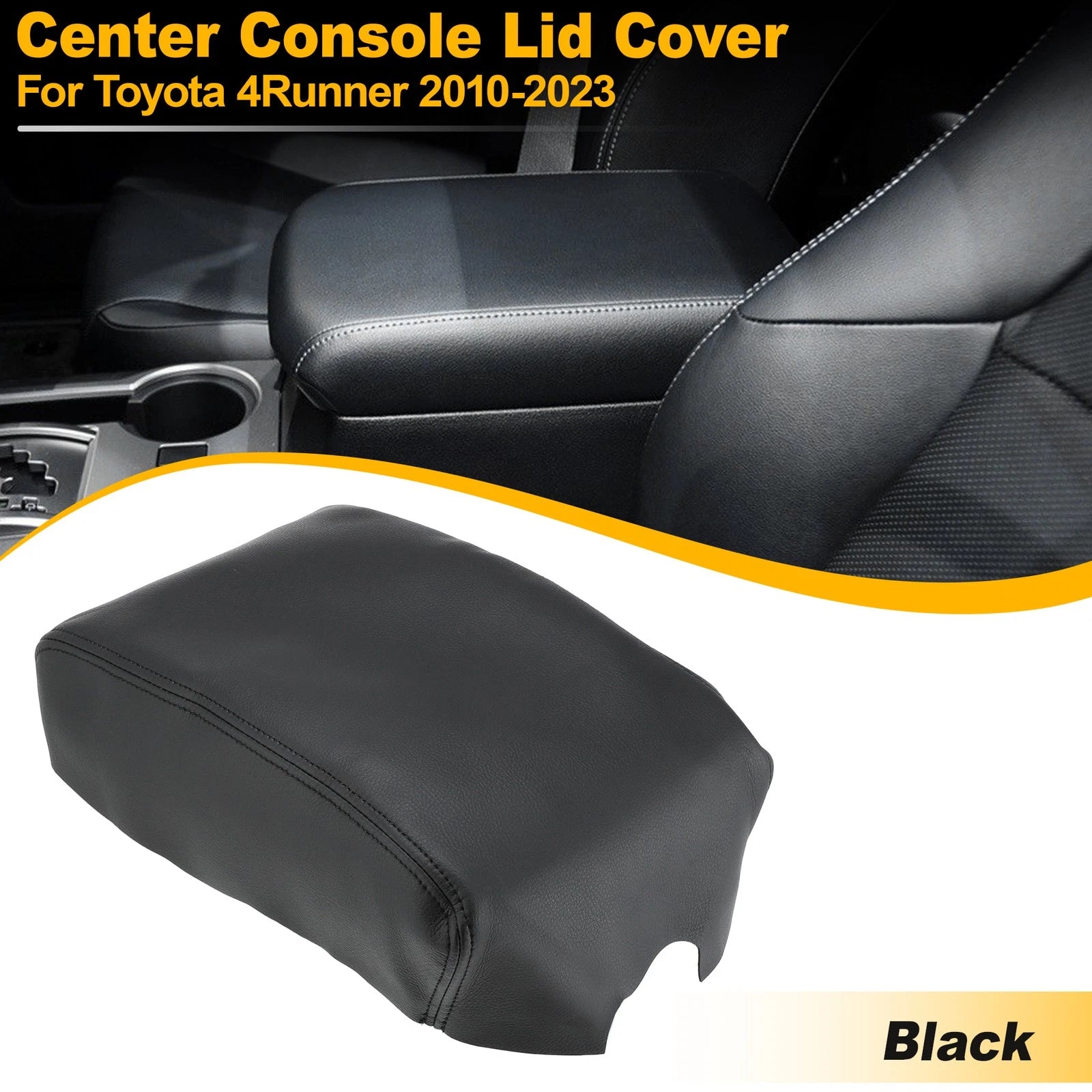Center Console Lid Armrest Leather Cover Trim for Toyota 4Runner (2010–2023)