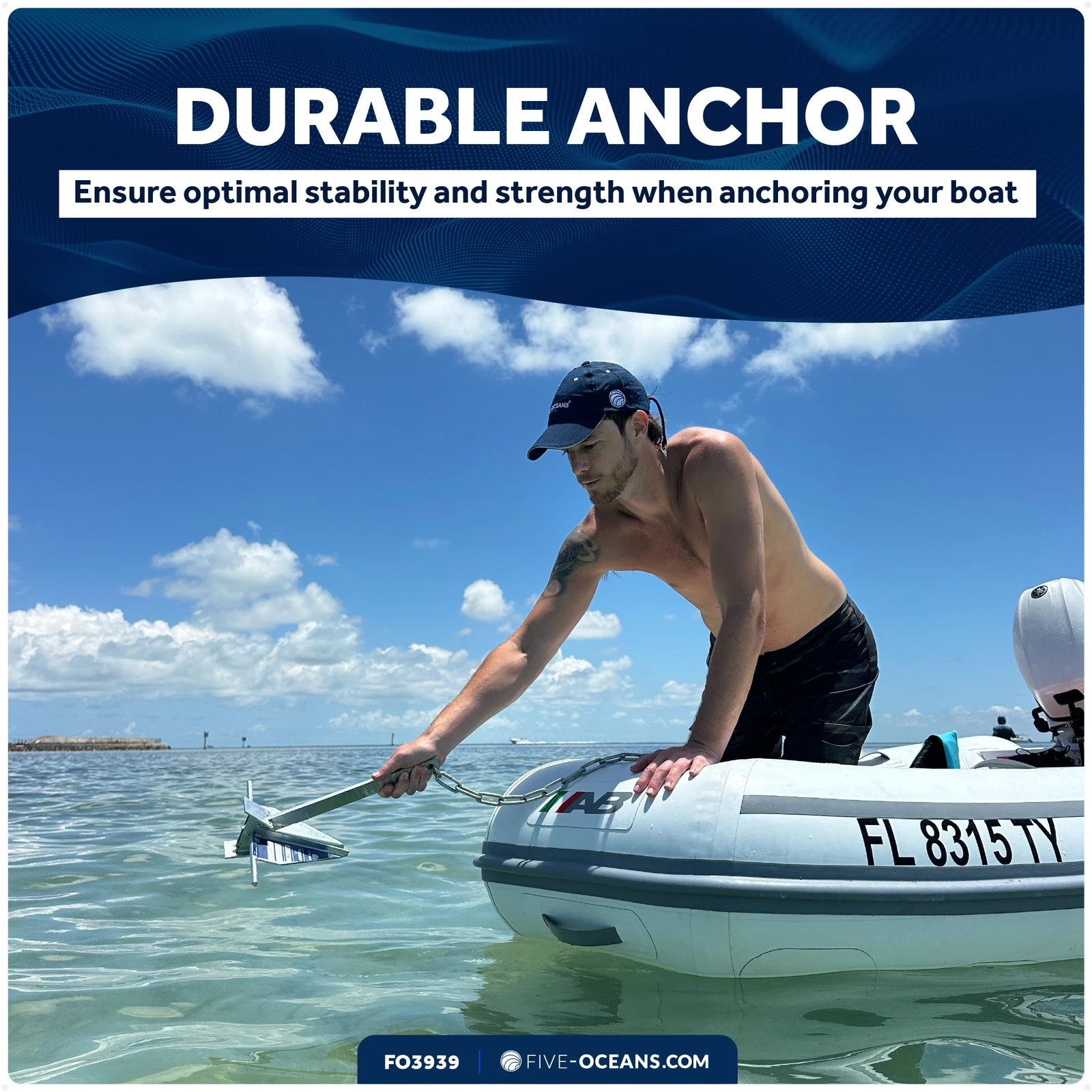 4 Lb Fluke Boat Anchor for Marine Use (Hot Dipped Galvanized Steel)