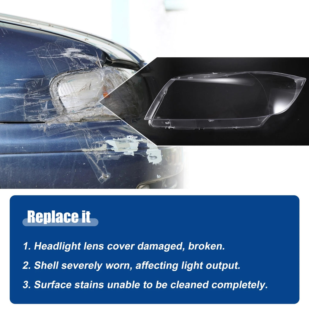 1 Pair Headlight Clear Lens Cover for BMW 3 E90 E91 (2005–2012) No.63117240261