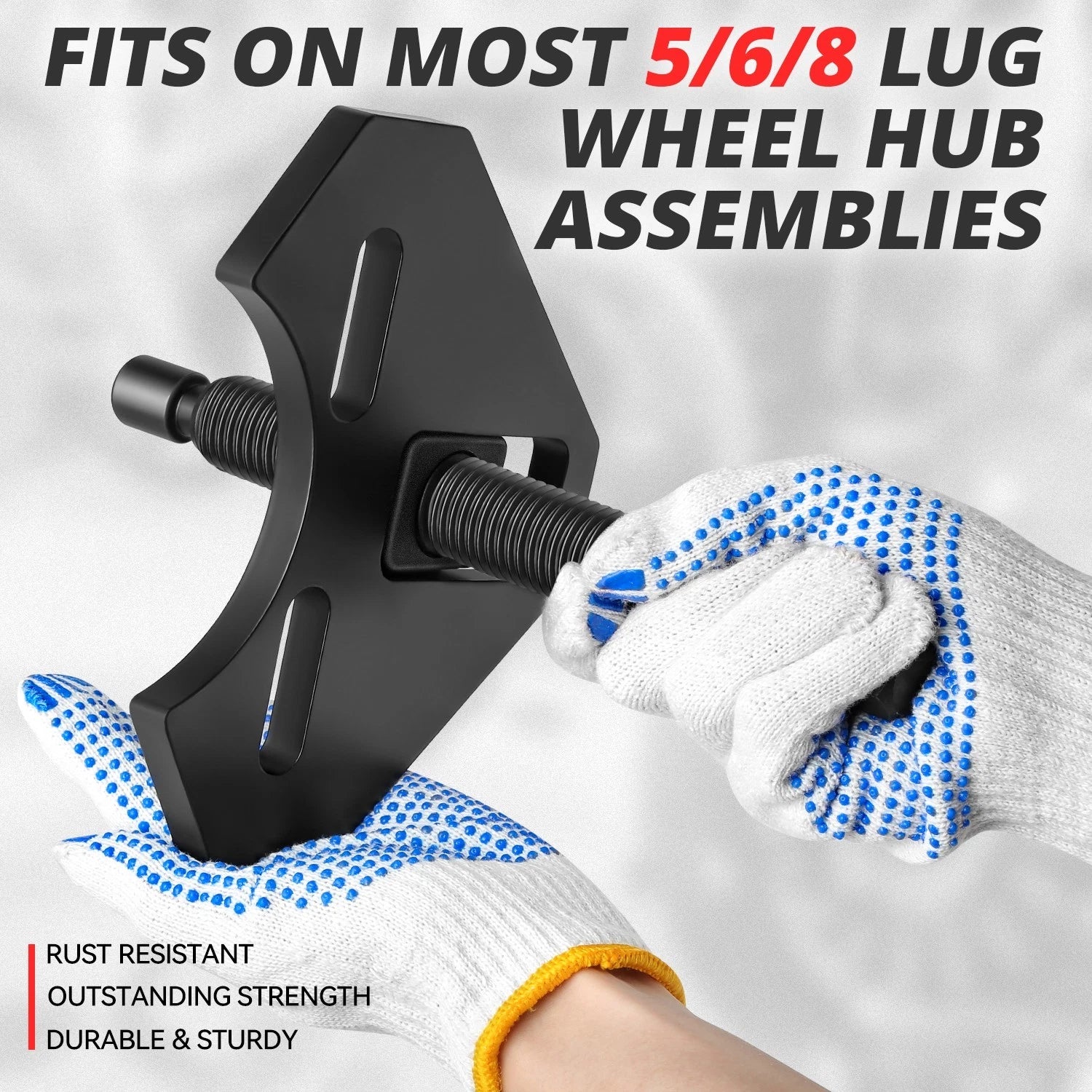Hub Remover Tool Assembly for 5/6/8 Lug Wheels (0.96'', Black Carbon Steel)