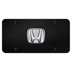 Chrome No Fill Logo on Black License Plate - Officially Licensed for Honda