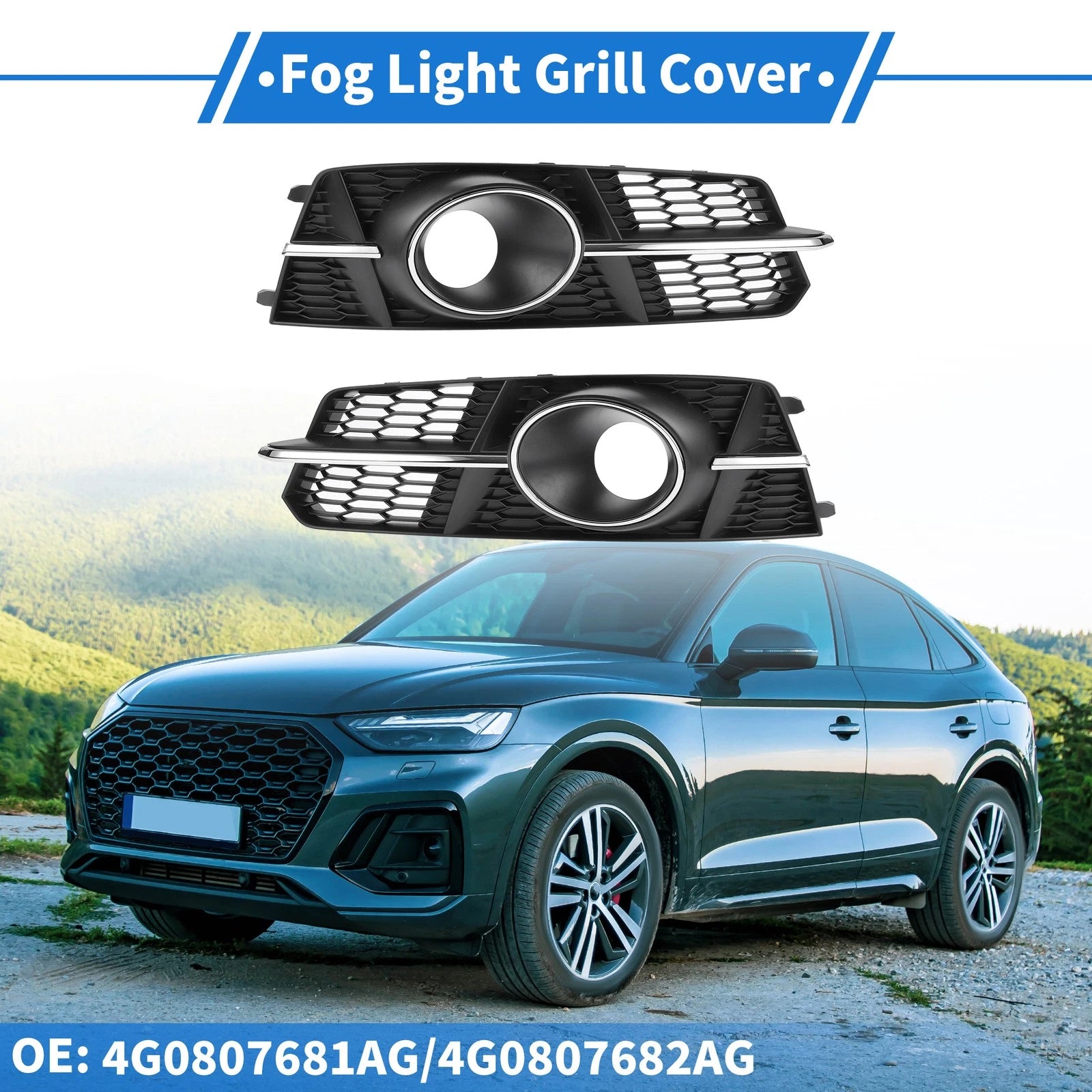 1 Pair Fog Light Grills for Audi A6 C7 A6L (2012–2018) No. 4G0807681AG/4G0807682AG