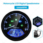 Digital Motorcycle Odometer Speedometer Tachometer Gauge LCD Universal