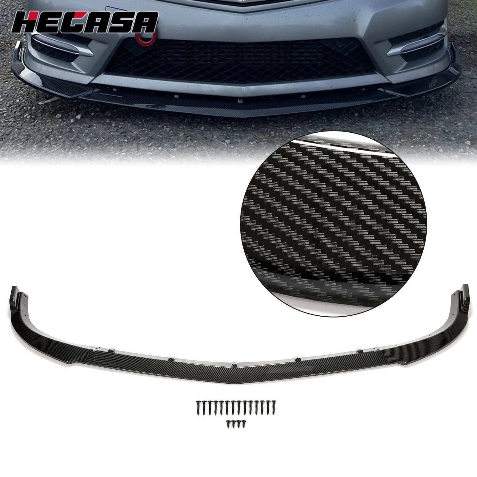 Carbon Fiber Front Bumper Lip Splitter for Benz W204 (2012–2014)