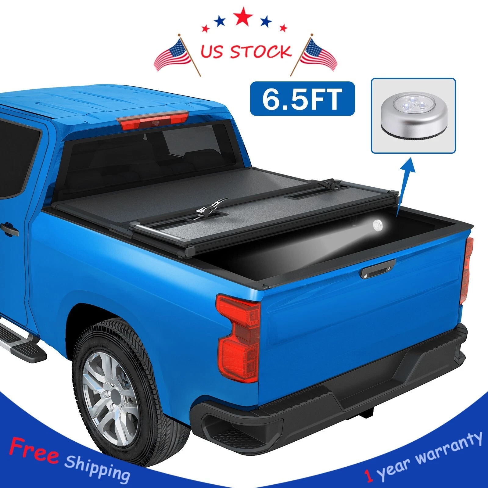 Hard Tri-Fold Tonneau Cover for Chevy Silverado GMC Sierra (2007–2013) 6.5FT