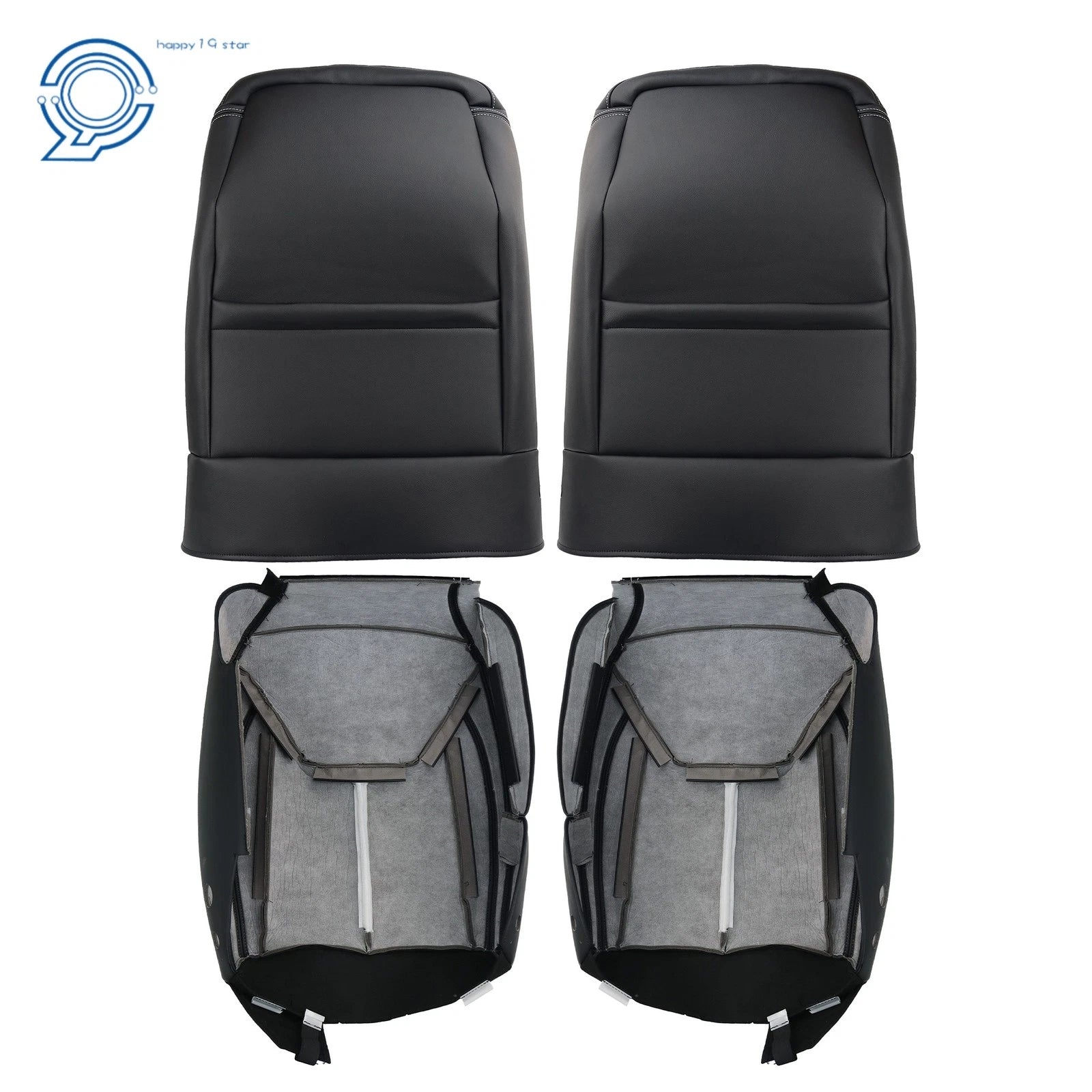 Set of 2 Black Leather Seat Covers for Jeep Wrangler (2013–2017)