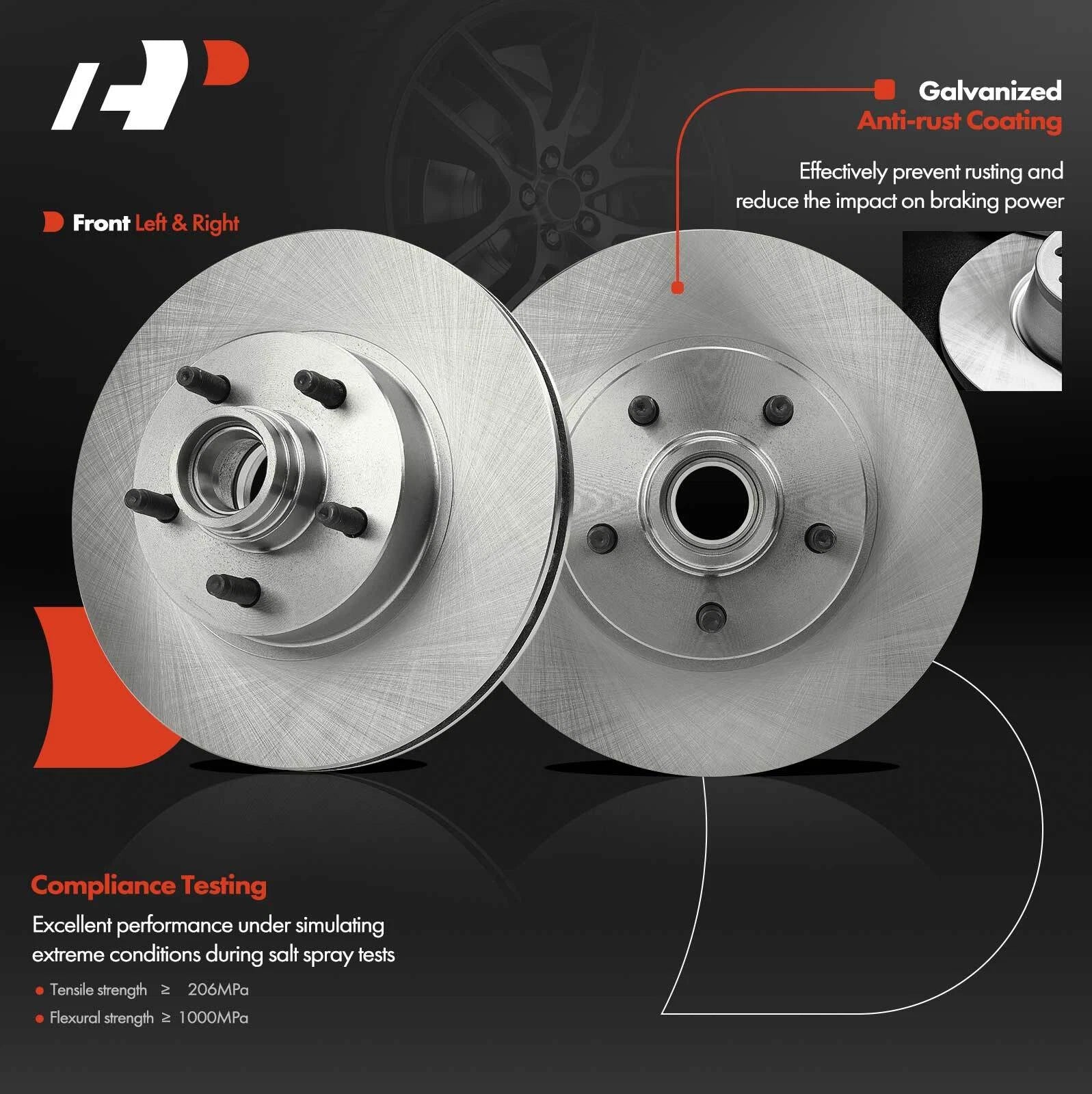 Set of 2 Front Disc Brake Rotors & Ceramic Pads for Ford Explorer (1995–2001)
