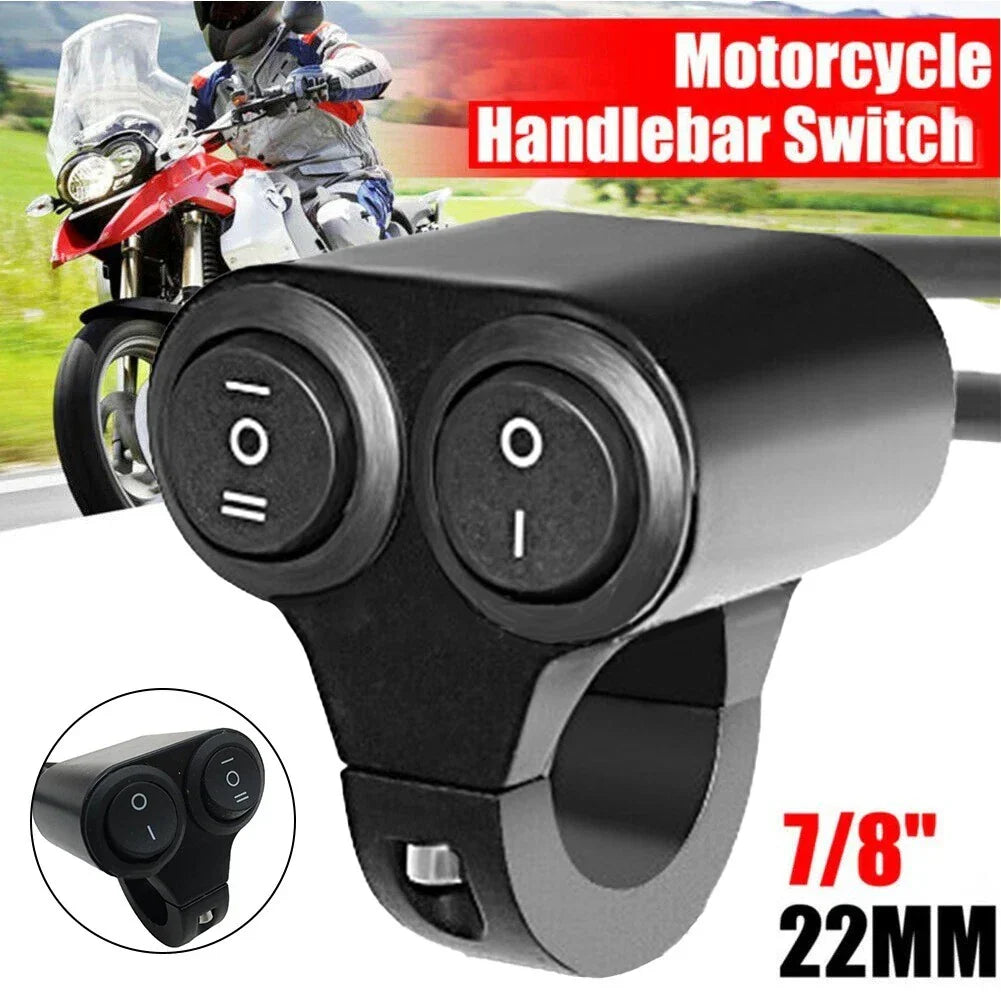 10A Switch 22mm 7/8" Dual Button Fittings Fog Spot Light Handlebar for ATV