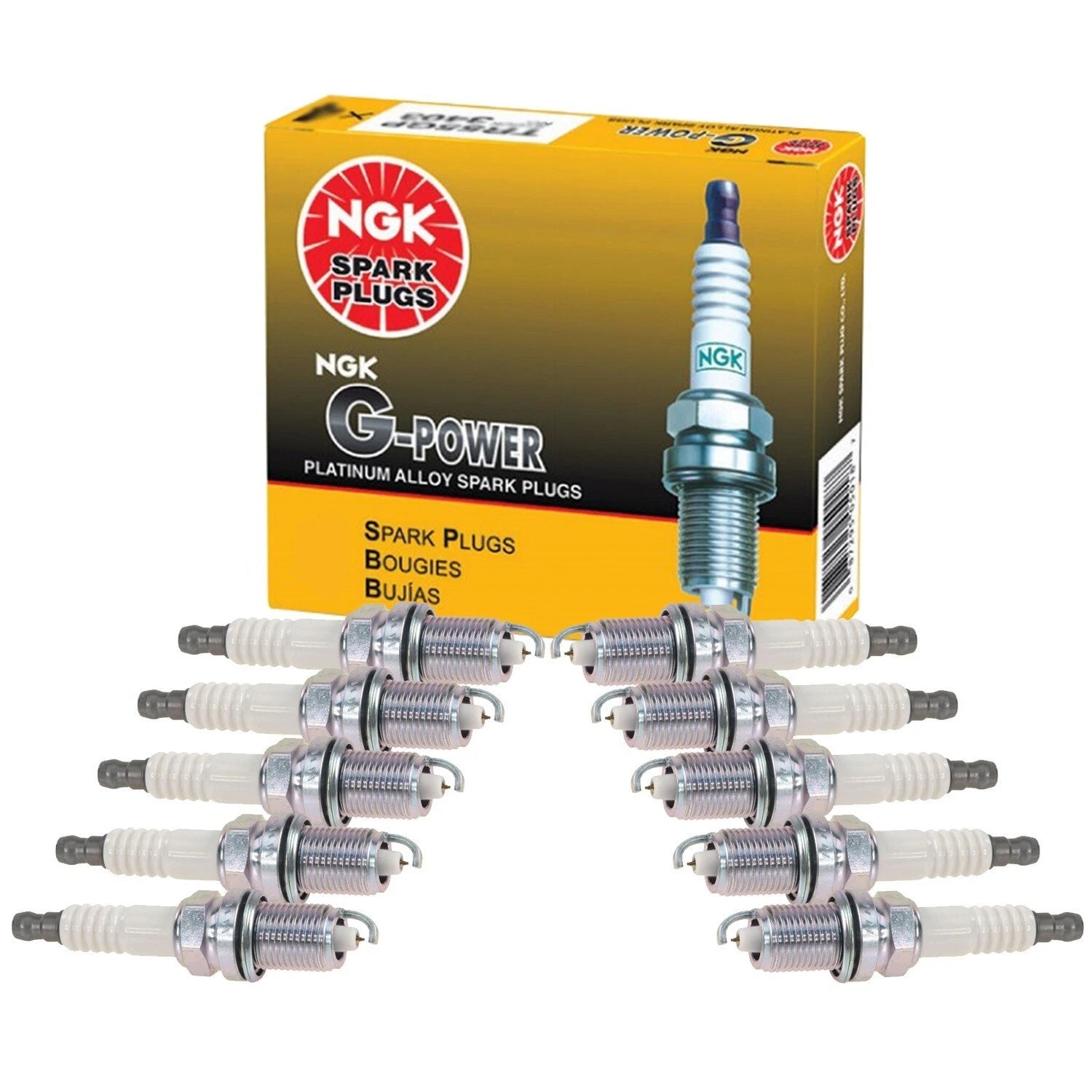 NGK G-Power Platinum Spark Plug Set (10 Pieces) (Gap 0.045)