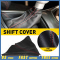 Shift Gear Knob Cover for Make Model  - Black PVC Leather/Red Stitch