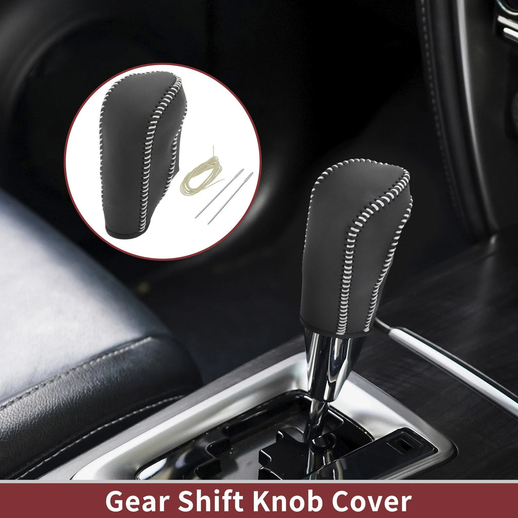 Gear Shift Knob Cover for Ford Fiesta (2011–2019) Black Beige Faux Leather