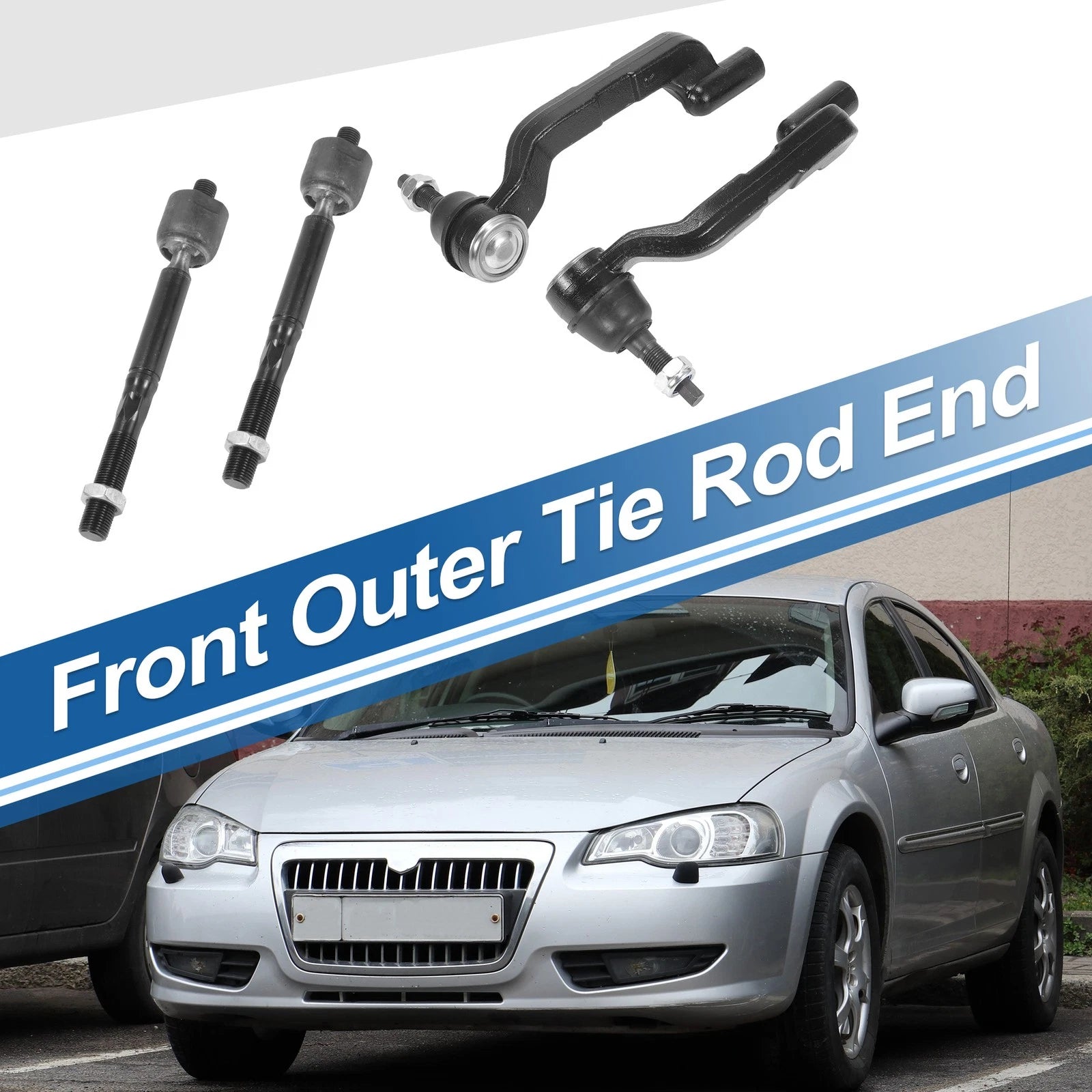 Set of 4 Front Inner Outer Tie Rod End Links for Chrysler 300, Dodge Charger