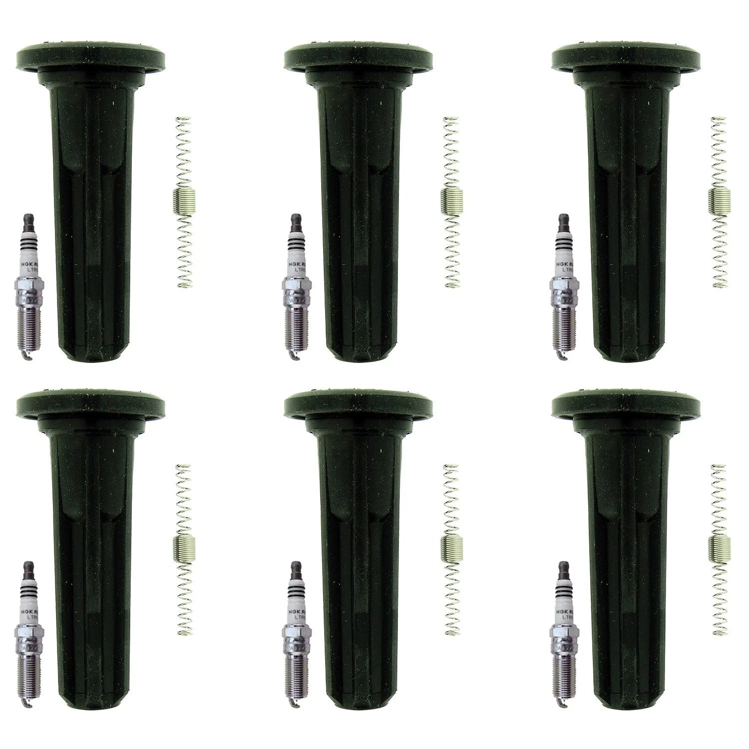 Set of 6 NGK Ruthenium HX Spark Plugs & Coil Boots for 9-7x Envoy Rainier (2005–2009)