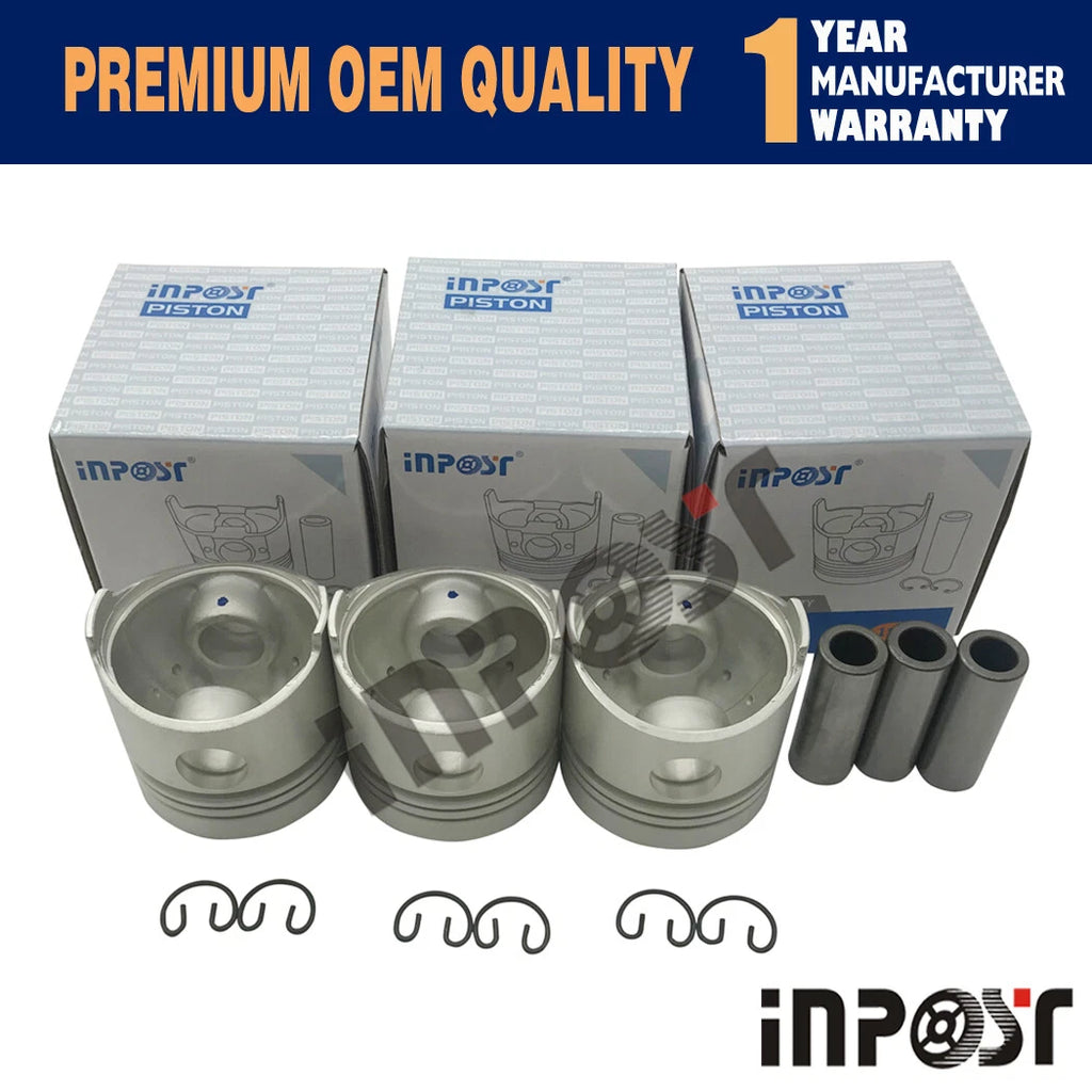 3PC Piston STD 68MM for Kubota D750, ZB500, B5200 (Model Years Unspecified)