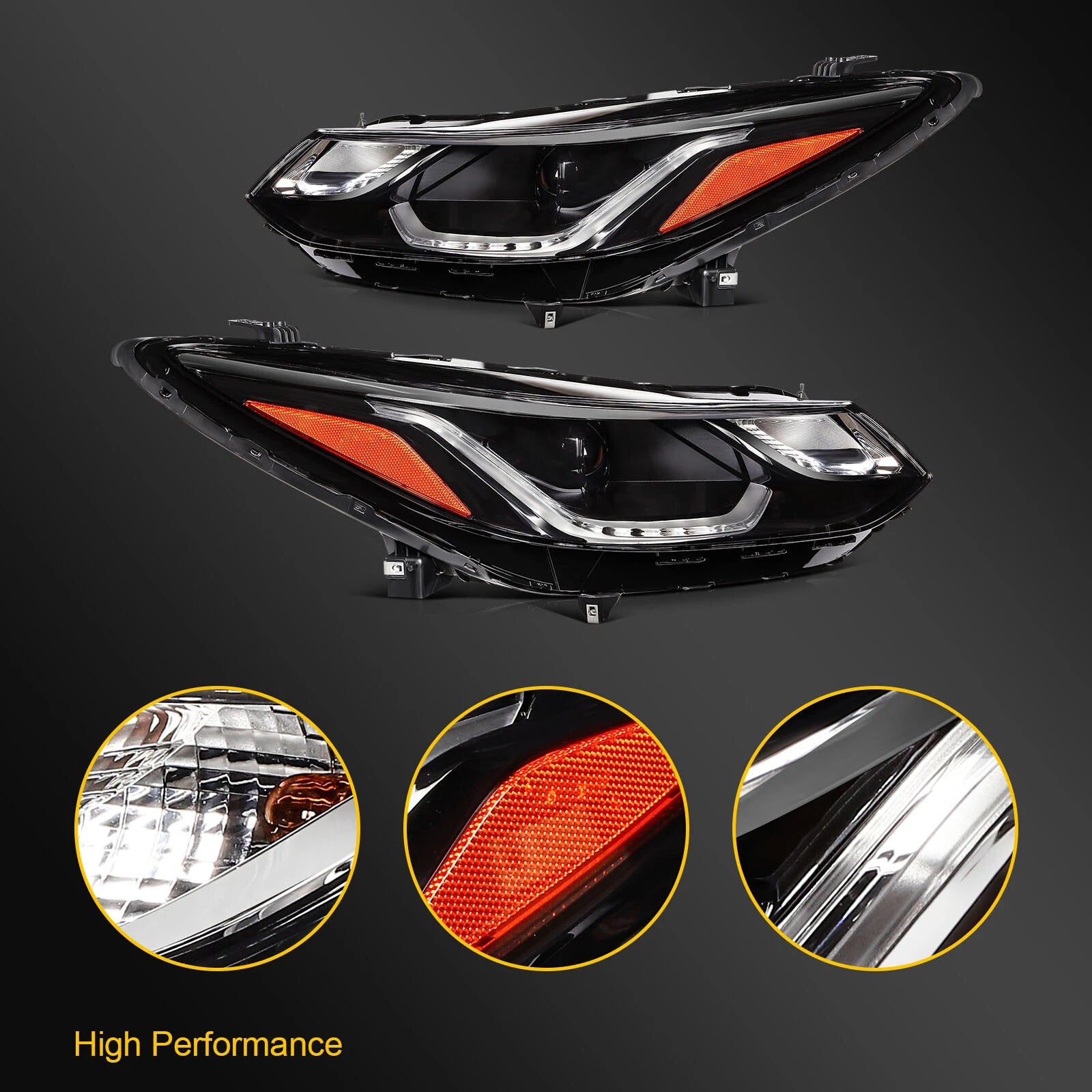 LED Headlight Assembly Pair for Chevy Cruze (2016–2019)