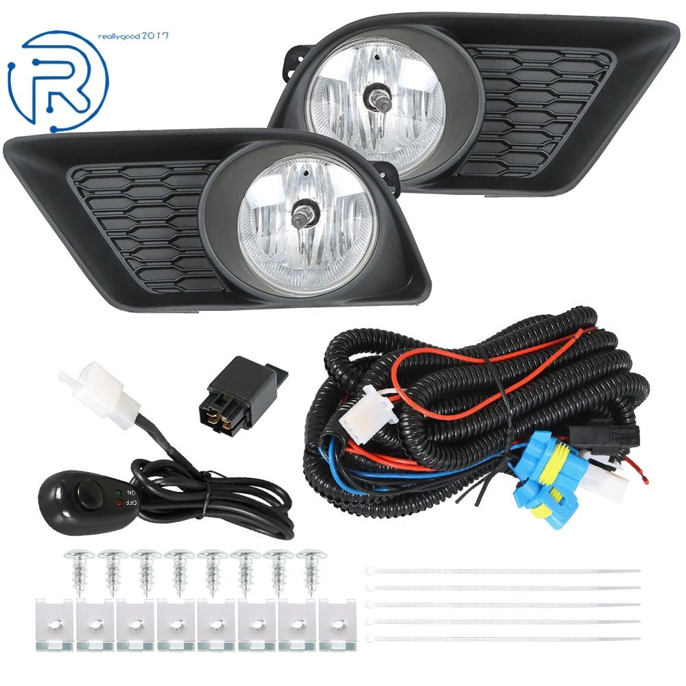 Pair of Fog Light Lamp Assembly w/Cover Bulb+Switch Kits for Dodge Charger (2011–2014)