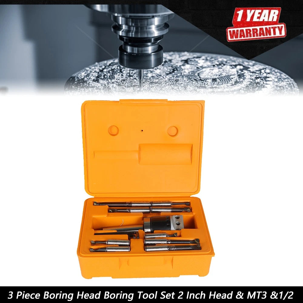 Boring Head Tool Set for Make Model (2 Inch Head, MT3, 1/2 Inch)