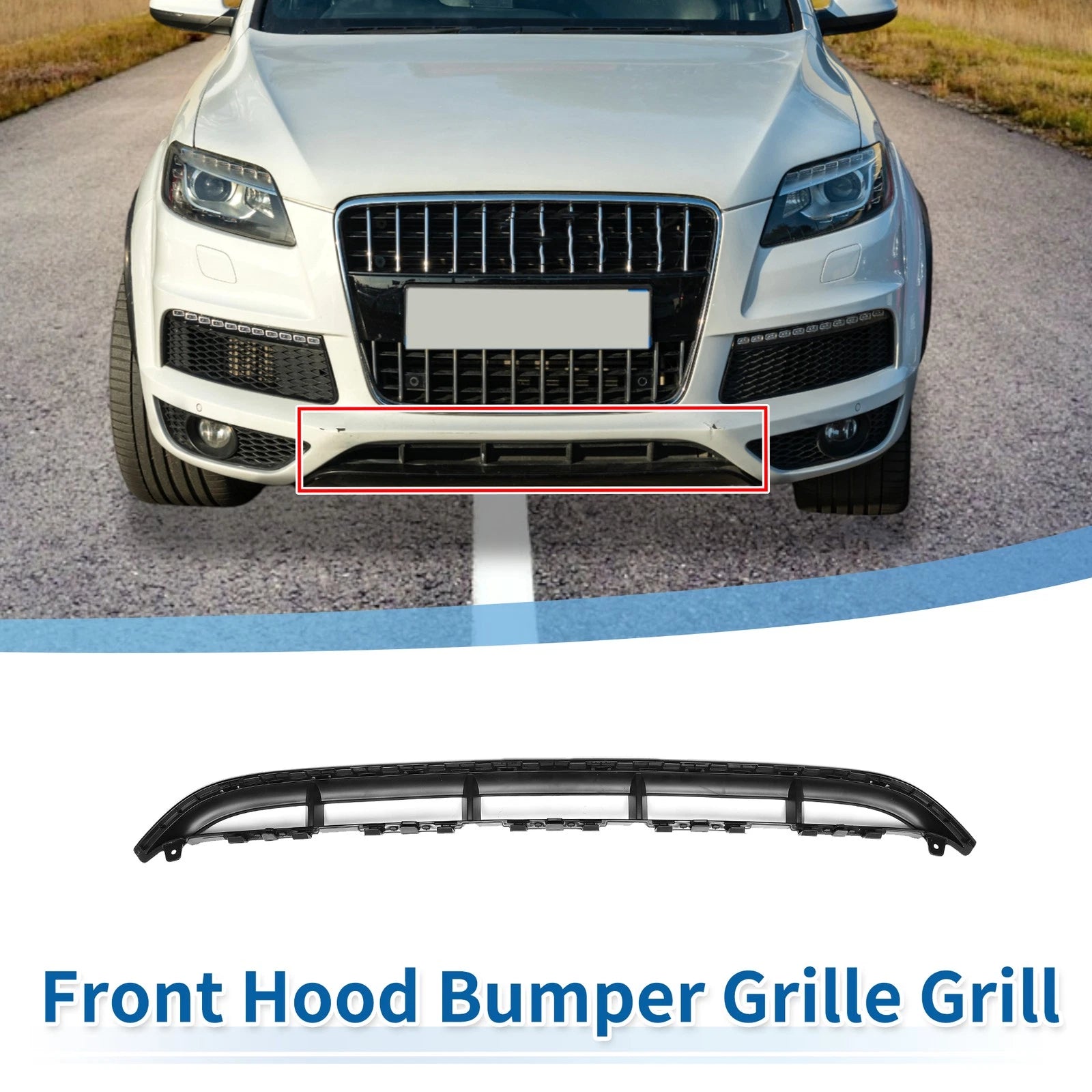 Front Lower Hood Bumper Grille for Audi Q7 (2010–2015) Black Sport Style