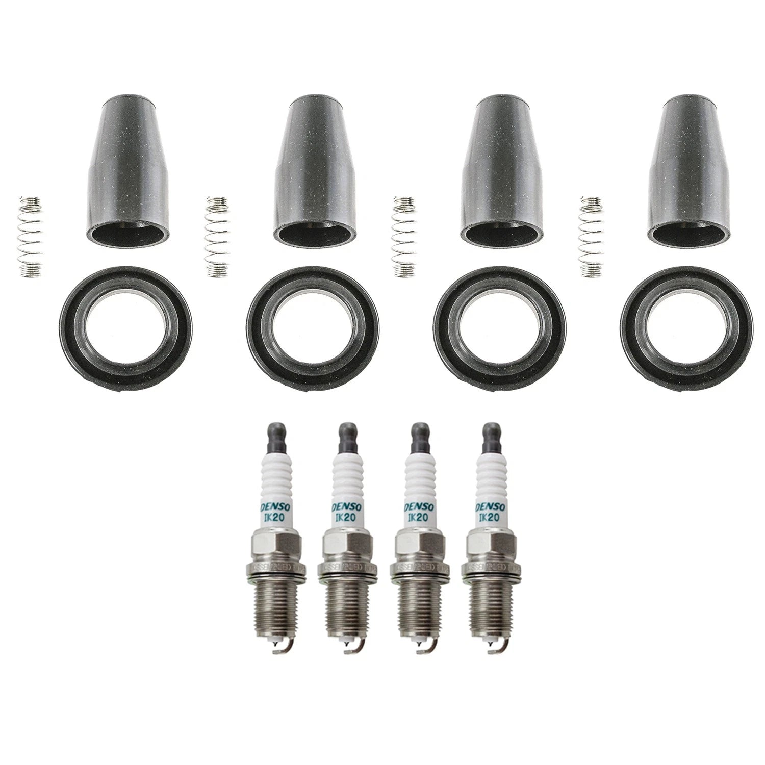Set of 4 Denso Iridium Power Spark Plugs & Coil Boots for Chevrolet Cruze Sonic (2011–2019)