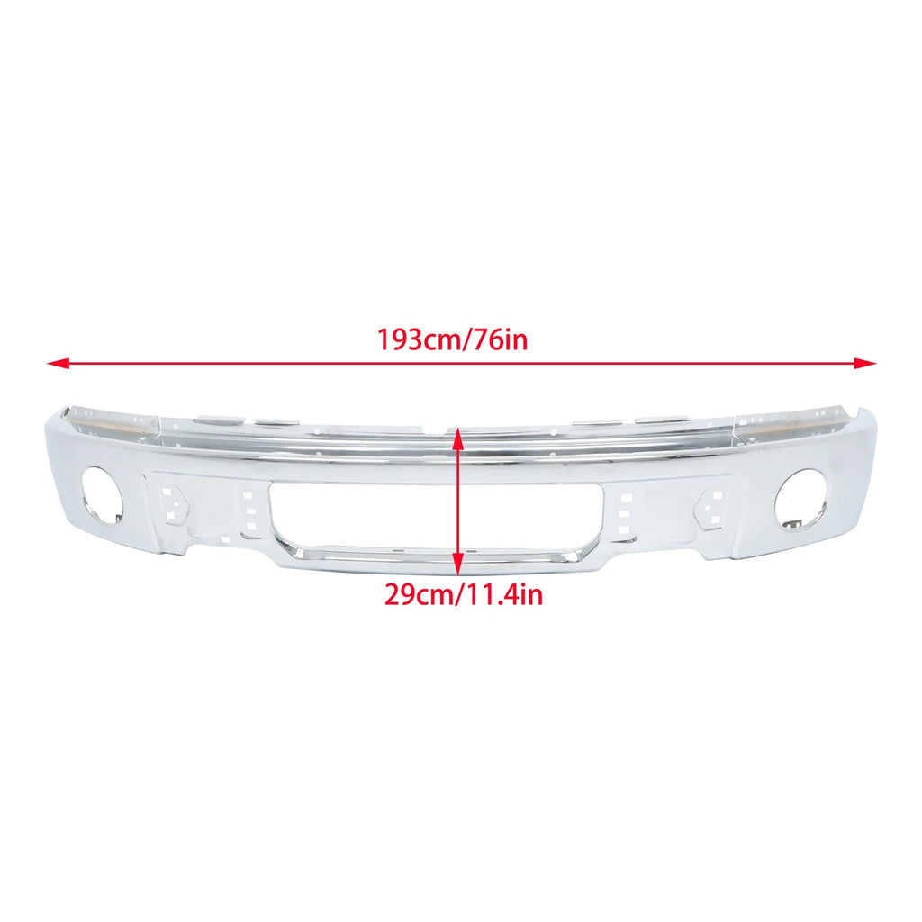 Split Style Front Bumper for Ford F-150 (2009-2015) Steel Chrome