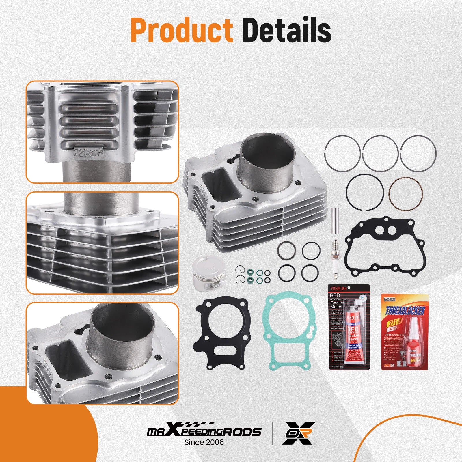 Top End Rebuild Kit for Honda Recon 250 TRX250 TRX250EX (2002–2023)