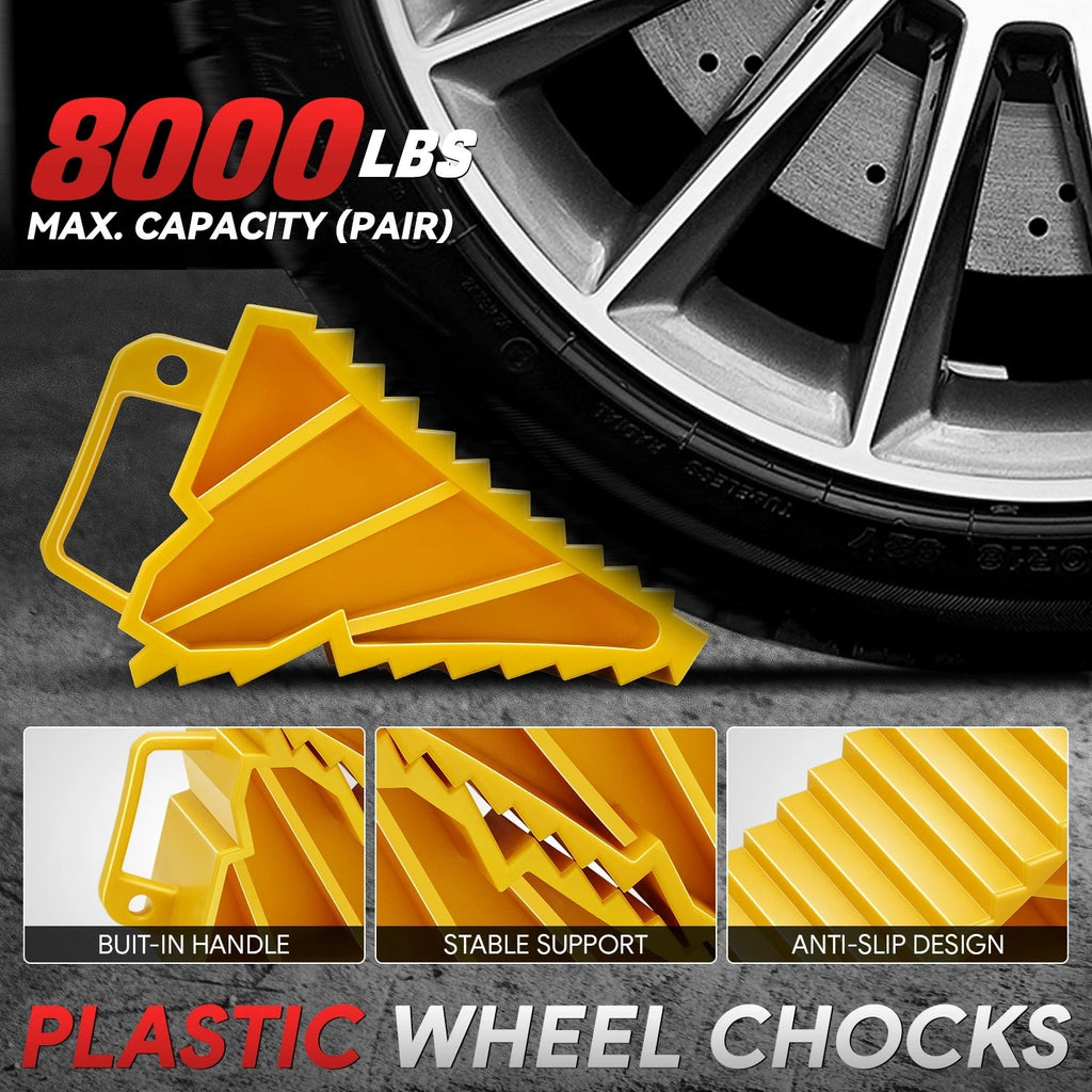 Stackable Wheel Chock with Handle for Universal Use (8000 lbs Capacity)