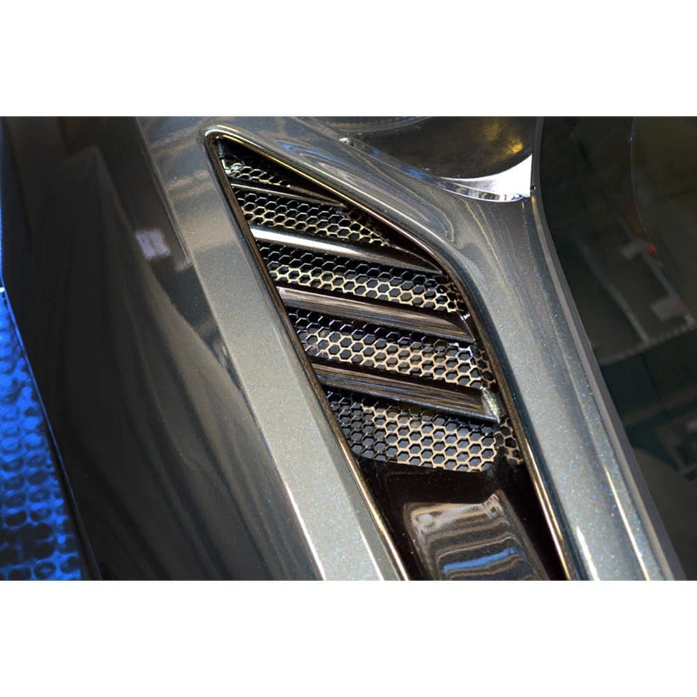 Rear Quarter Vent Grilles Polished w Aluminum Mesh for 2014-2019 Corvette Stingray