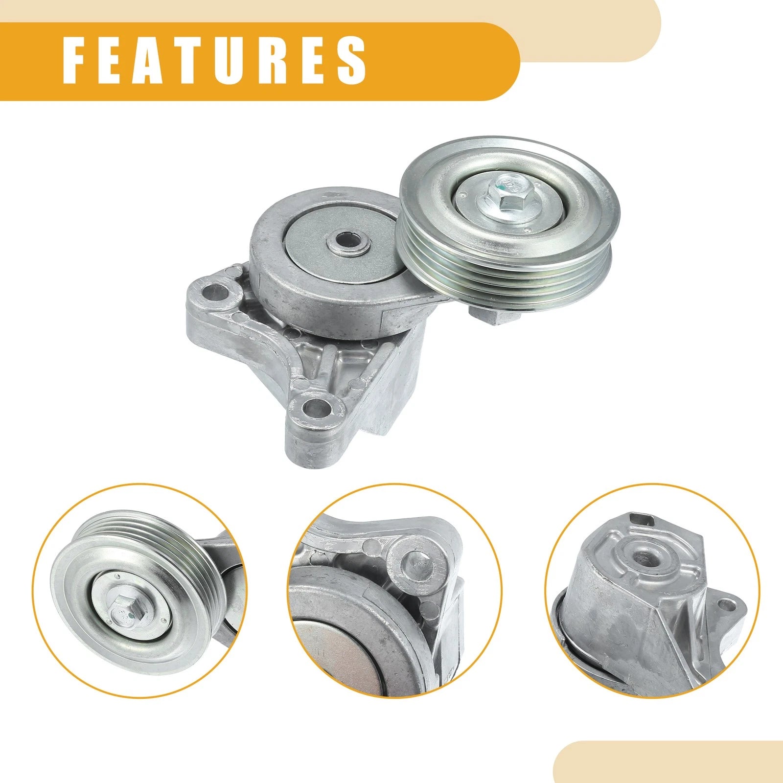 Belt Tensioner Pulley No. 31170RMX003 for Honda Civic (2006–2011) Silver Tone