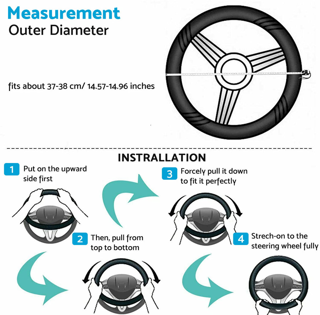 Plush Pink Steering Wheel Cover for Universal Fit (38CM)
