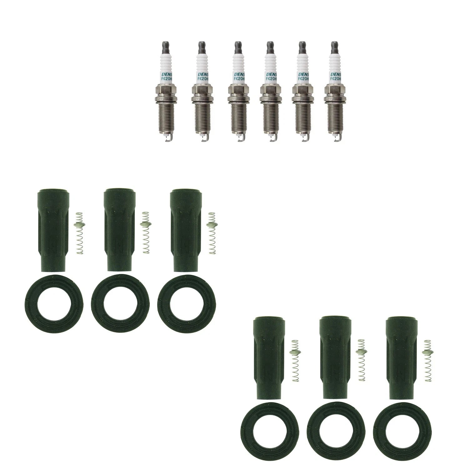 Set of 6 Denso Iridium Spark Plugs & NGK Coil Boot Kit for Avalon Camry Sienna (2005–2020)
