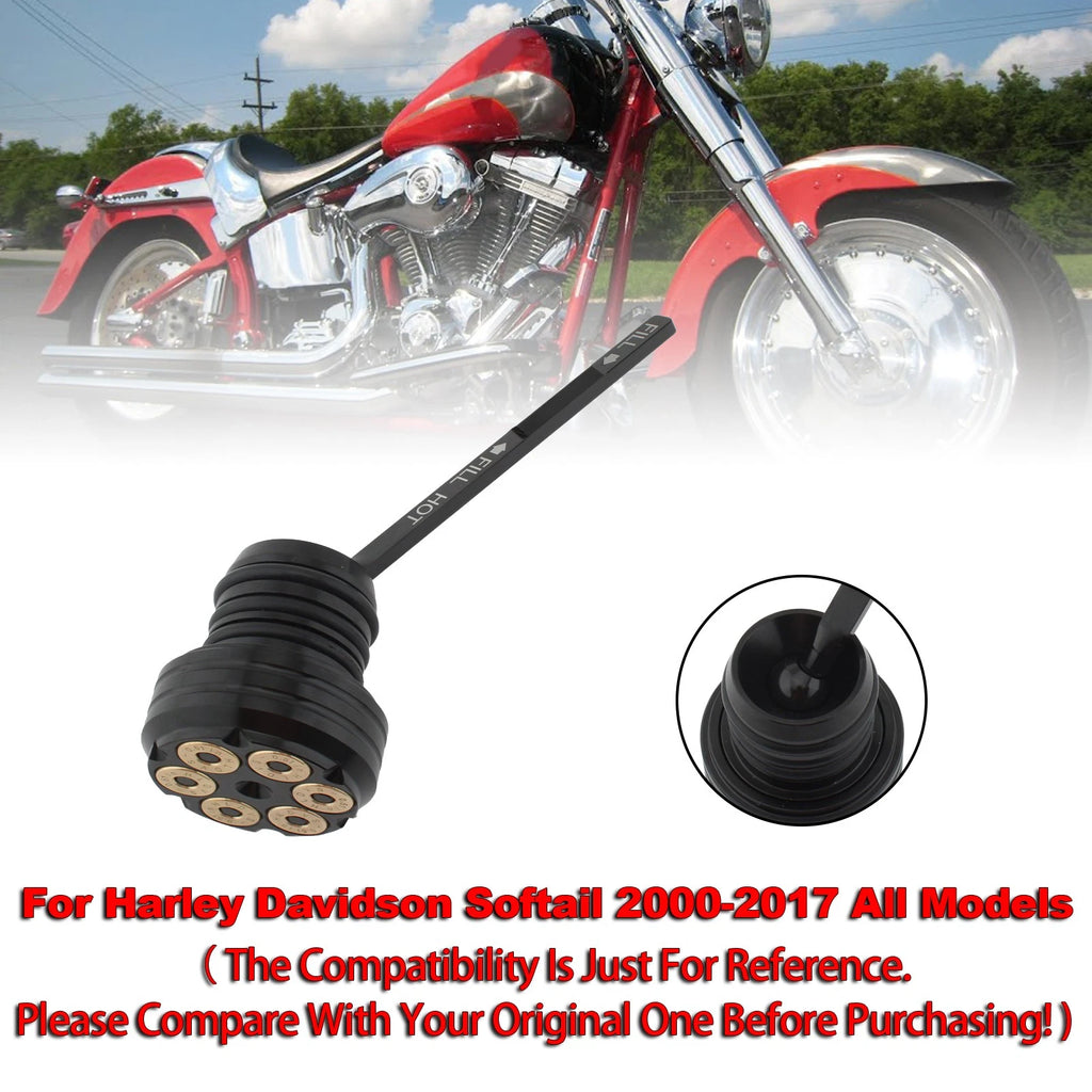Oil Dipstick Tank Cap Plug for Harley Softail (2000–2017) Black