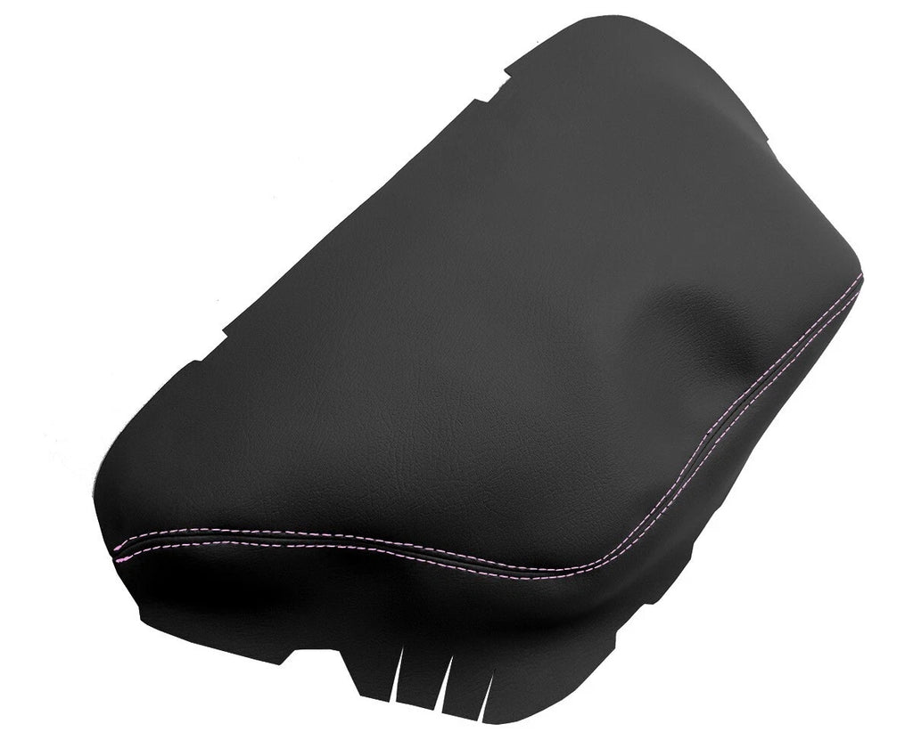 Leather Console Lid Armrest Cover for Dodge Challenger (2015–2020) Pink Stitch