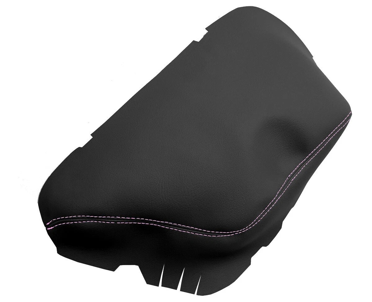 Leather Console Lid Armrest Cover for Dodge Challenger (2015–2020) Pink Stitch