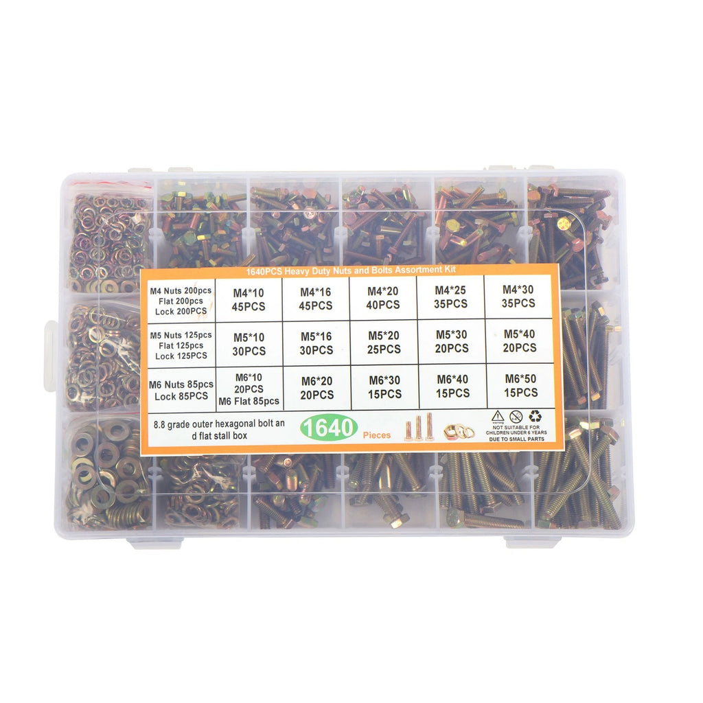 Set of 1640 Heavy Duty Bolts and Nuts with Washers for Various Models