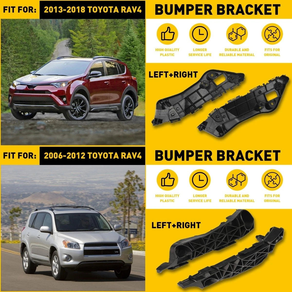 Set of 2 Front Bumper Brackets for Toyota RAV4 (2016–2018)