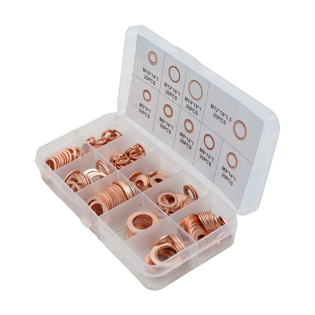 200pcs Diesel Injector Copper Seal Washer Installation for Car Marine