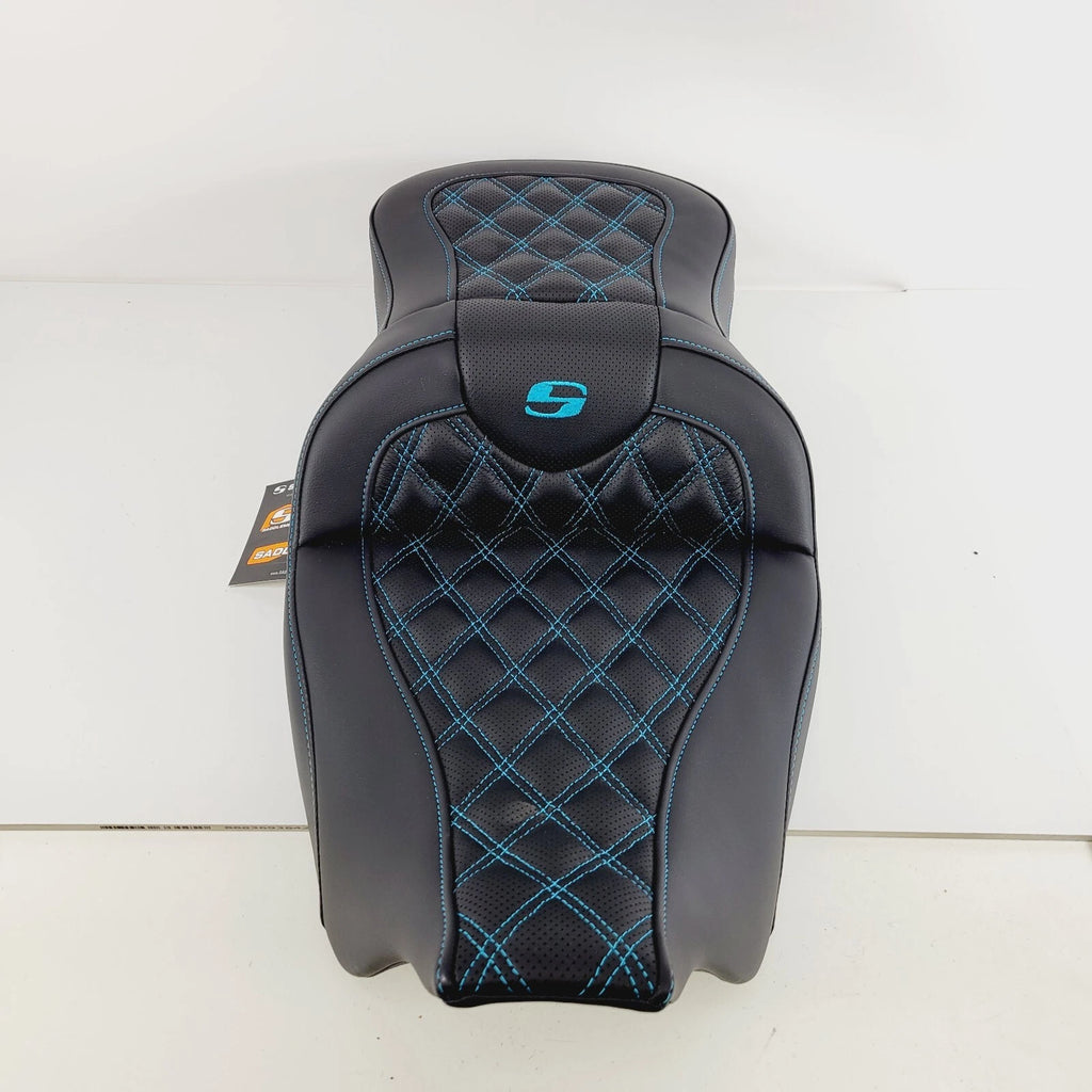 Saddlemen Roadsofa Seat for Harley-Davidson Touring (2008–2023) - Teal Lattice Stitch