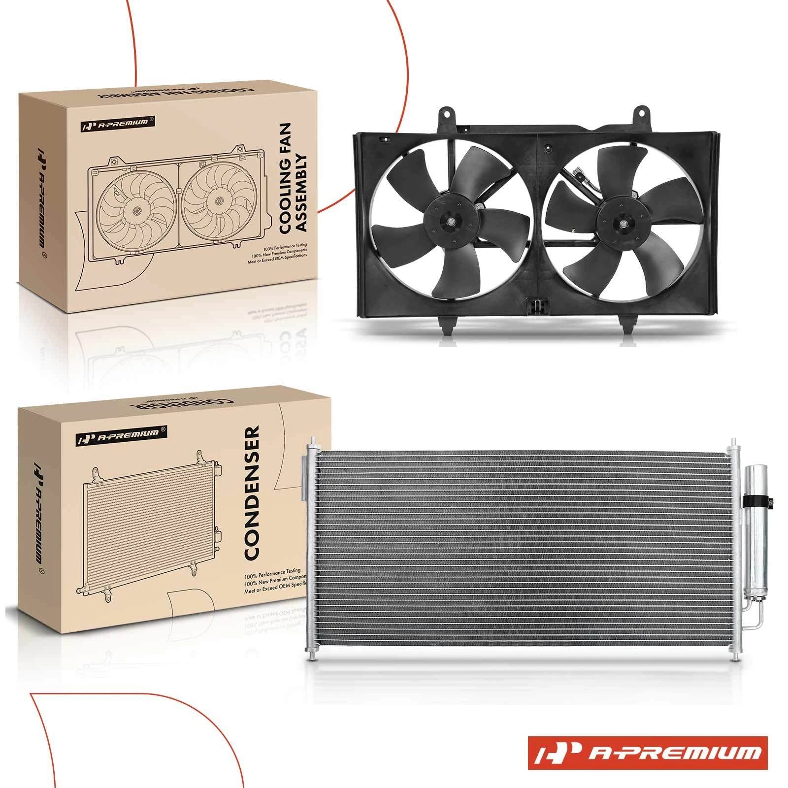 A/C Condenser and Dual Cooling Fan Assembly for Nissan Altima Maxima (2002–2006)