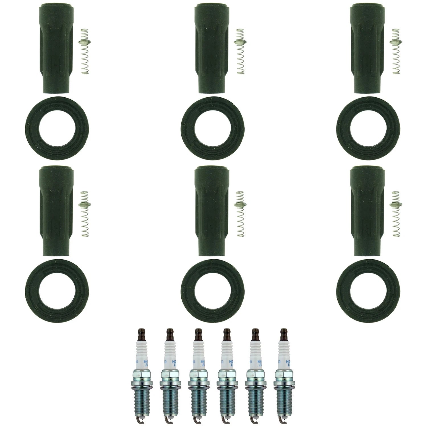 Set of 6 NGK Laser Iridium Spark Plugs & Coil Boots for Avalon Camry ES350